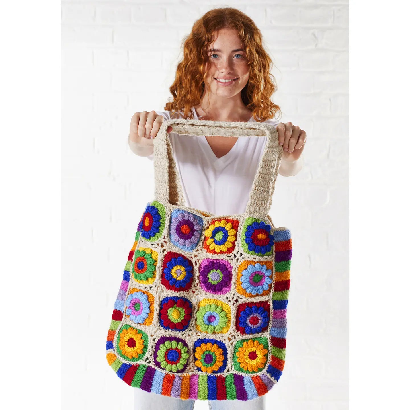 Crochet Rainbow Bag Namaste – Handmade Wool Tote