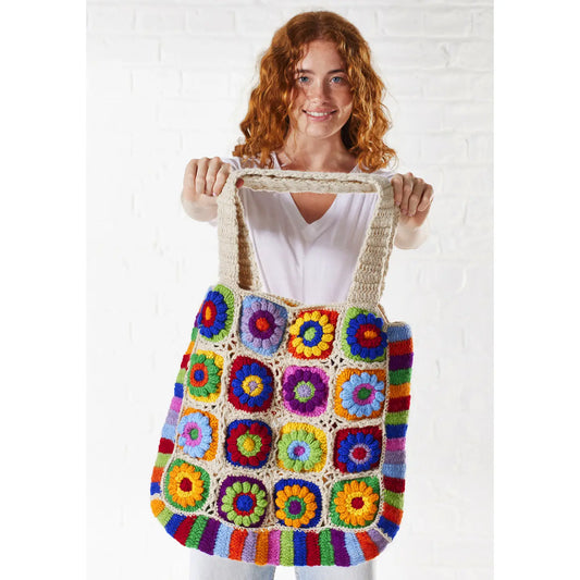 Crochet Rainbow Bag Namaste – Handmade Wool Tote
