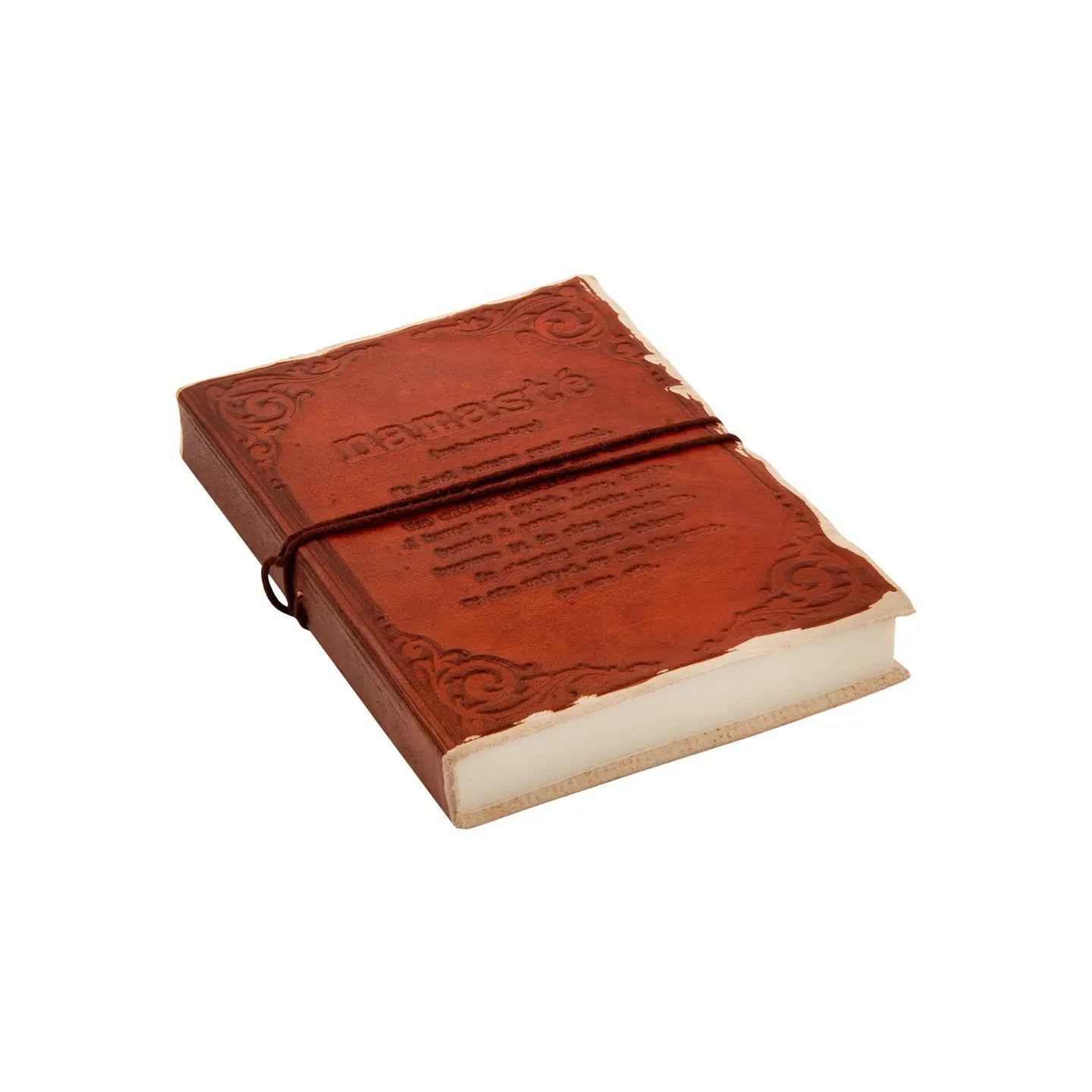 Embossed Leather Notebook with Namaste Design – Handmade Eco-Friendly Journal