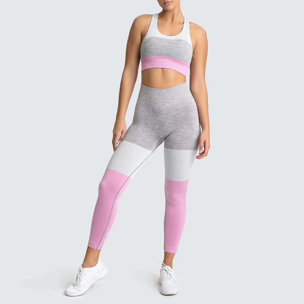 Women’s Yoga Colourblock Outfit Set | Seamless High-Waist Sportswear for Yoga, Gym & Fitness