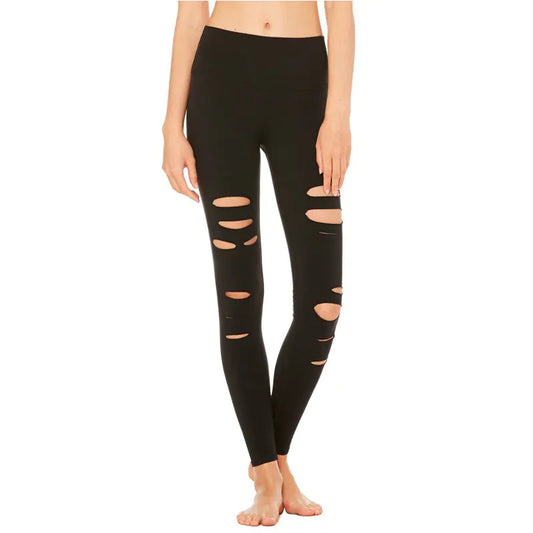 Women’s High Waist Ripped Yoga Pants | Tummy Control Workout Leggings for Gym, Running & Fitness