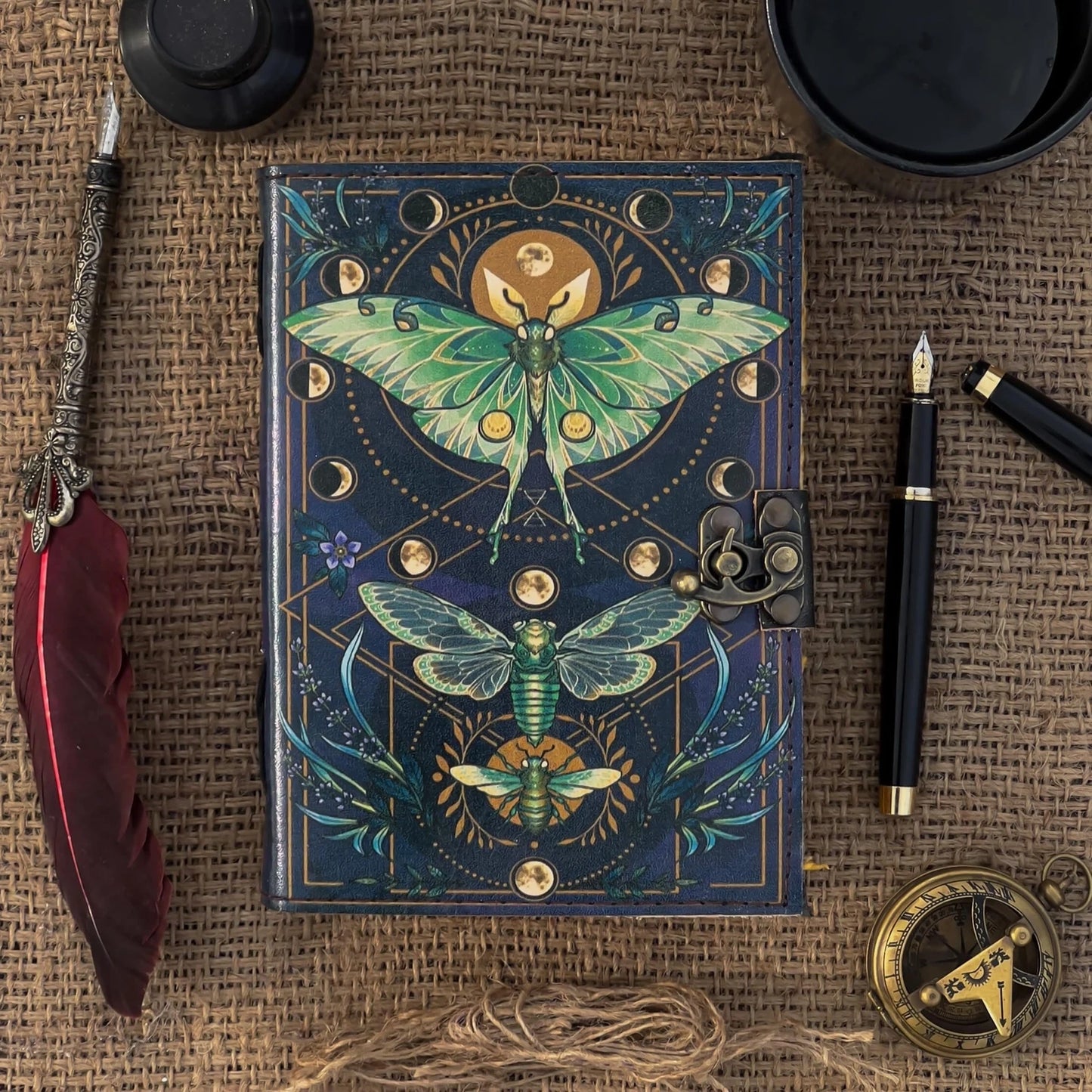 Leather Journal Vintage Notebook with Butterfly Print – Handmade Real Leather Diary