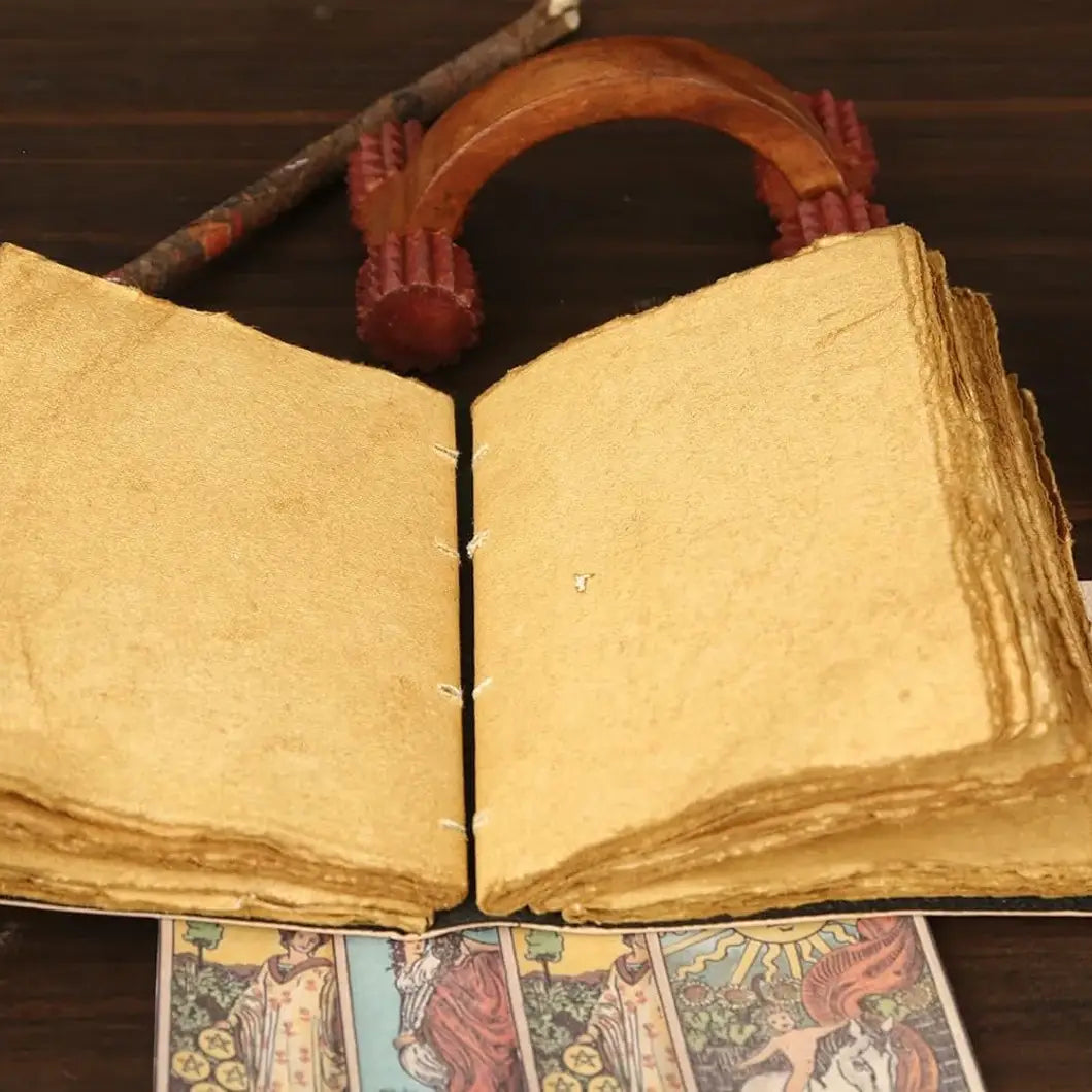 Leather Journal Blank Vintage Notebook with Moon Print – Handmade Real Leather Diary