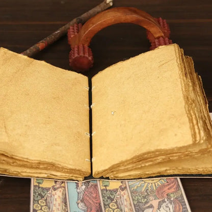 Leather Journal Blank Vintage Notebook with Moon Print – Handmade Real Leather Diary