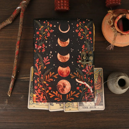 Leather Journal Blank Vintage Notebook with Moon Print – Handmade Real Leather Diary