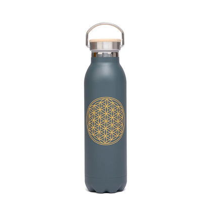 Stainless Steel Insulated Water Bottle 600 ml – Yoga Flower of Life Design, Leak-Proof & Eco-Friendly