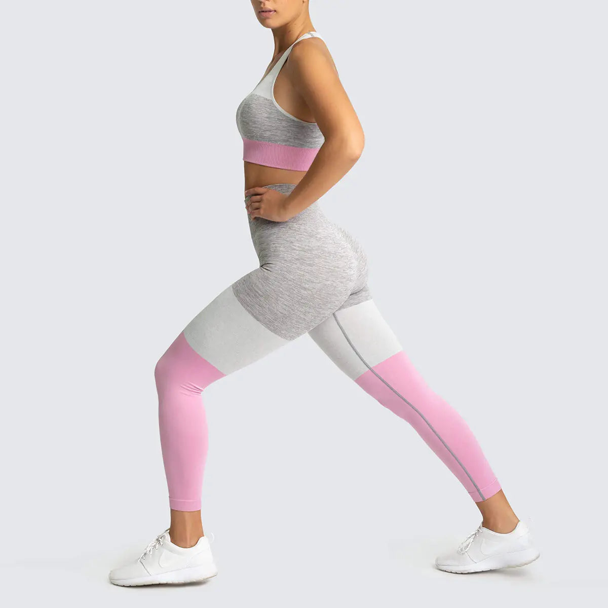 Women’s Yoga Colourblock Outfit Set | Seamless High-Waist Sportswear for Yoga, Gym & Fitness