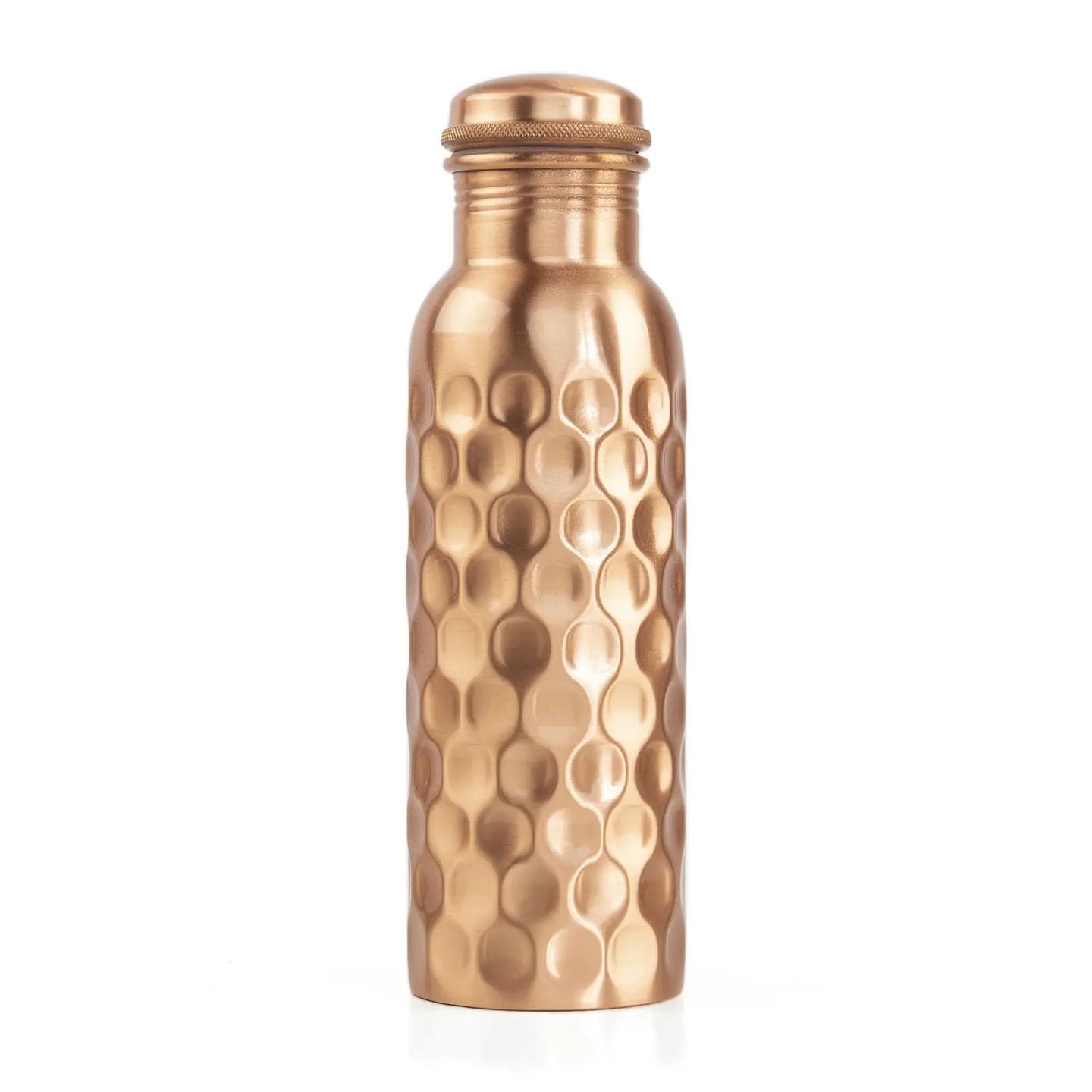 Copper Water Bottle with Screw Cap – Ayurvedic, Engraved or Hammered, Eco-Friendly