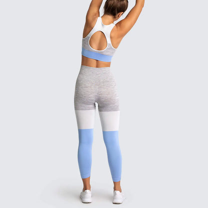 Women’s Yoga Colourblock Outfit Set | Seamless High-Waist Sportswear for Yoga, Gym & Fitness