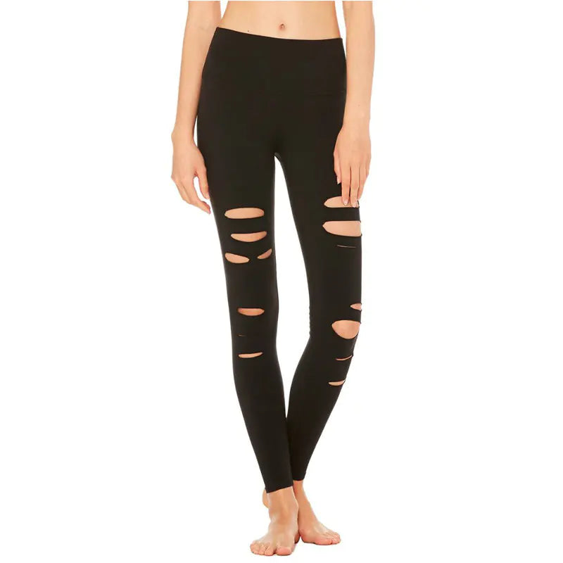 Women’s High Waist Ripped Yoga Pants | Tummy Control Workout Leggings for Gym, Running & Fitness