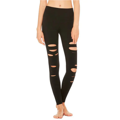 Women’s High Waist Ripped Yoga Pants | Tummy Control Workout Leggings for Gym, Running & Fitness