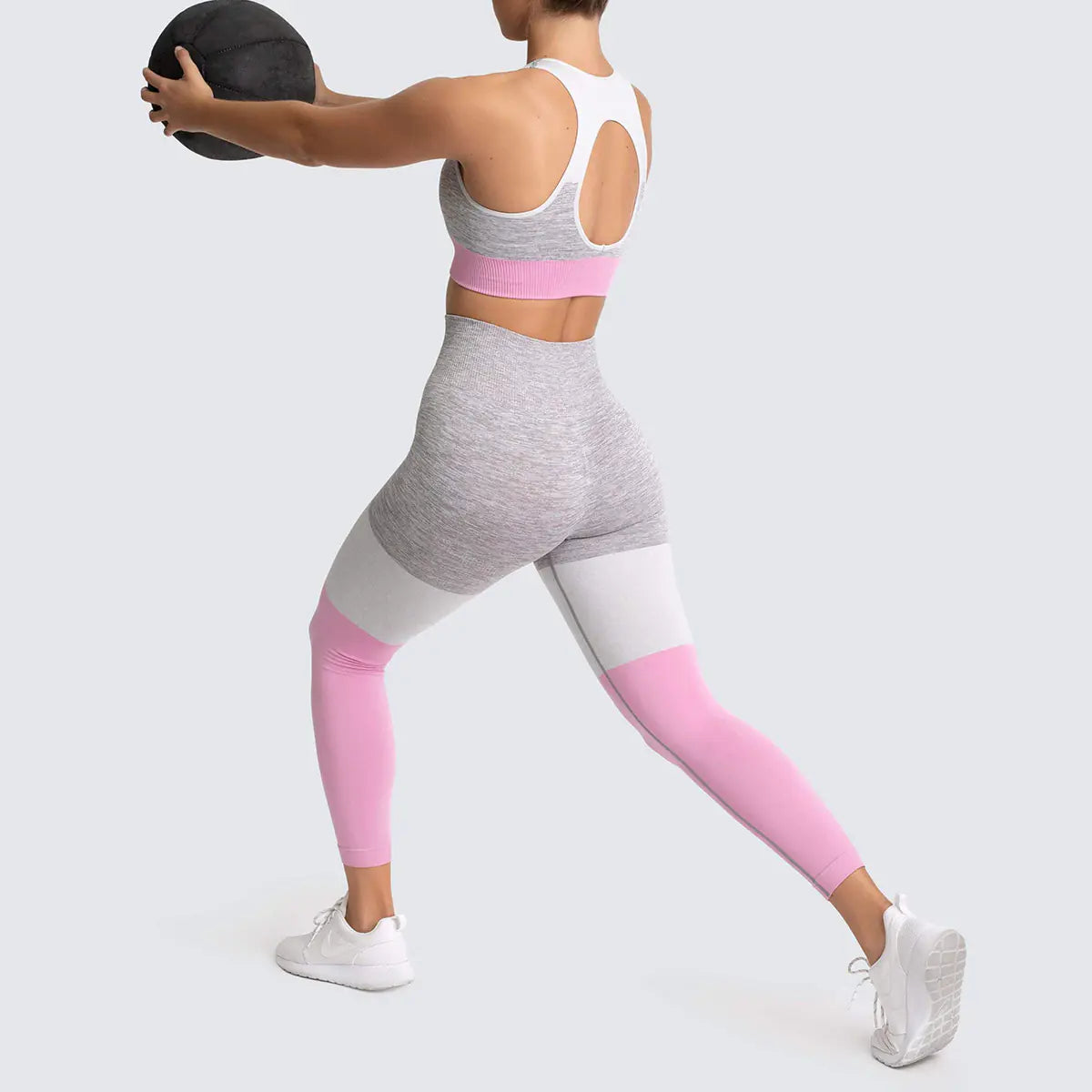 Women’s Yoga Colourblock Outfit Set | Seamless High-Waist Sportswear for Yoga, Gym & Fitness