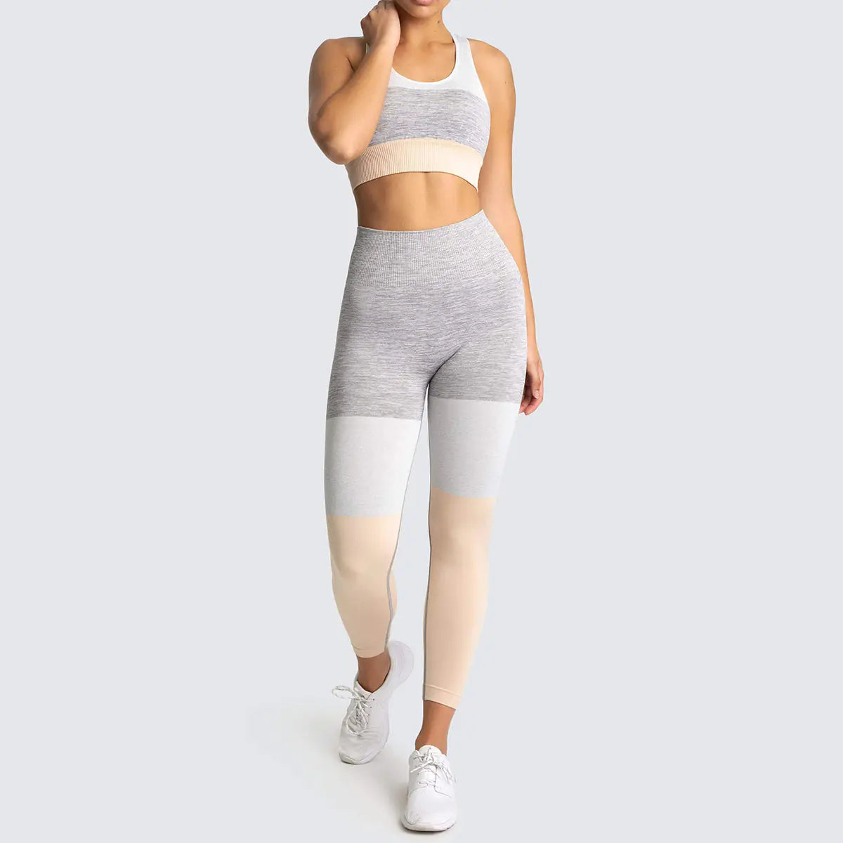Women’s Yoga Colourblock Outfit Set | Seamless High-Waist Sportswear for Yoga, Gym & Fitness