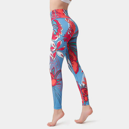 High Waist Floral Print Yoga Pants for Women – Butt Lifting, Non-See Through Gym Leggings